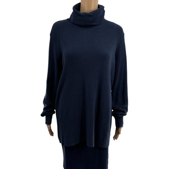 Universal Standard Navy Blue Aso Ribbed Turtleneck Sweater - Picture 5 of 12